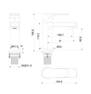 Смеситель для раковины Wonzon & Woghand Blend WW-A40222-BGG тёмный графит